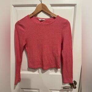 BB Dakota Red and White Striped Lolo Cropped Blouse XS